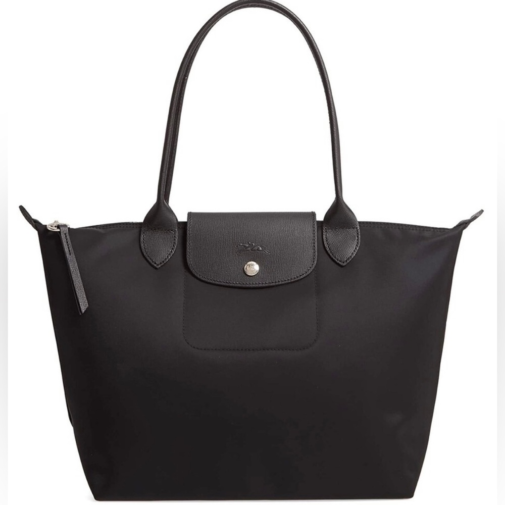 NWOT Longchamp Le Pilage NeonTote Shoulder Bag, Black